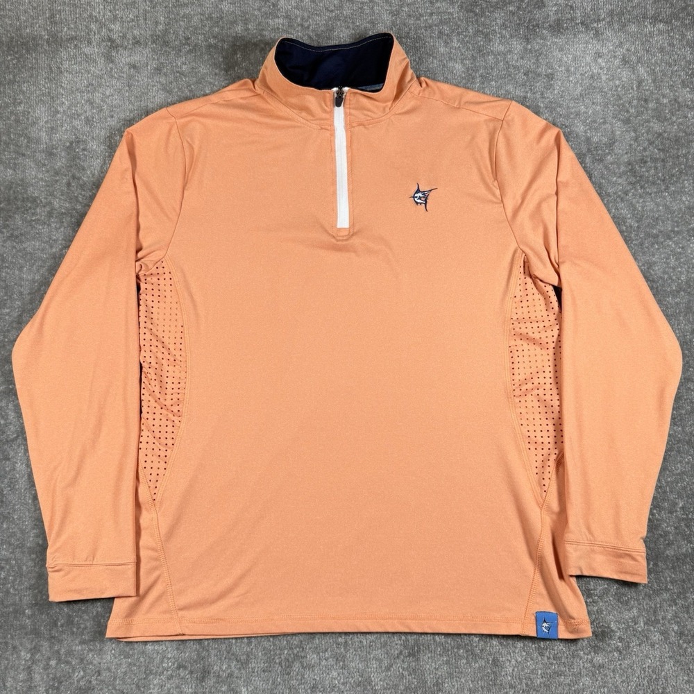 White Water Shirt Men's Large Orange Monterey 1/4 Zip Performance Vented Fishing